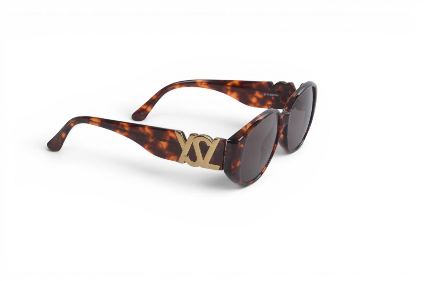 Saint Laurent YSL Sunglasses Tortoiseshell Eyewear Glasses Logo Women's Brown Designer Classic
