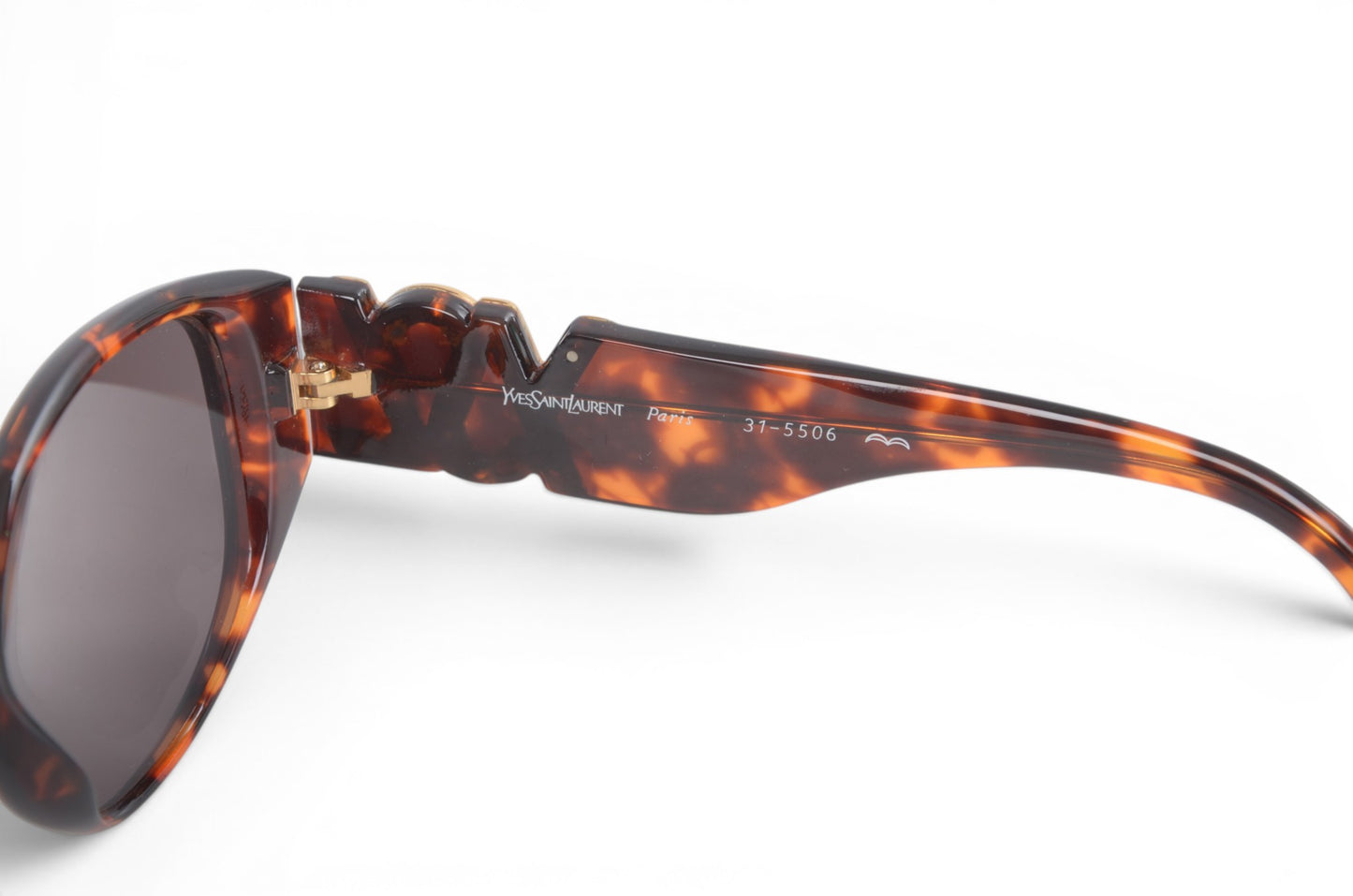 Saint Laurent YSL Sunglasses Tortoiseshell Eyewear Glasses Logo Women's Brown Designer Classic