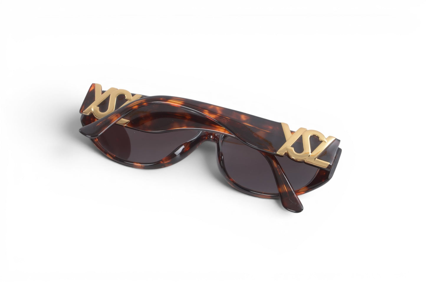 Saint Laurent YSL Sunglasses Tortoiseshell Eyewear Glasses Logo Women's Brown Designer Classic