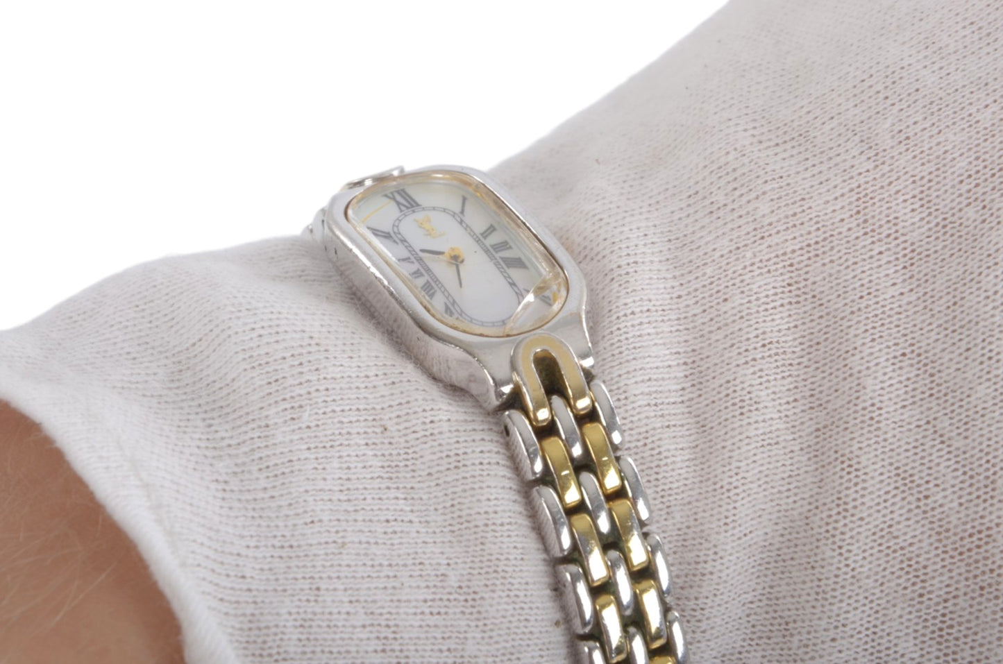 Yves Saint Laurent Quartz Stainless Steel YSL Ladies Wrist Watch Vintage Oval Roman Designer Classic