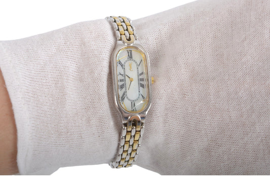 Yves Saint Laurent Quartz Stainless Steel YSL Ladies Wrist Watch Vintage Oval Roman Designer Classic