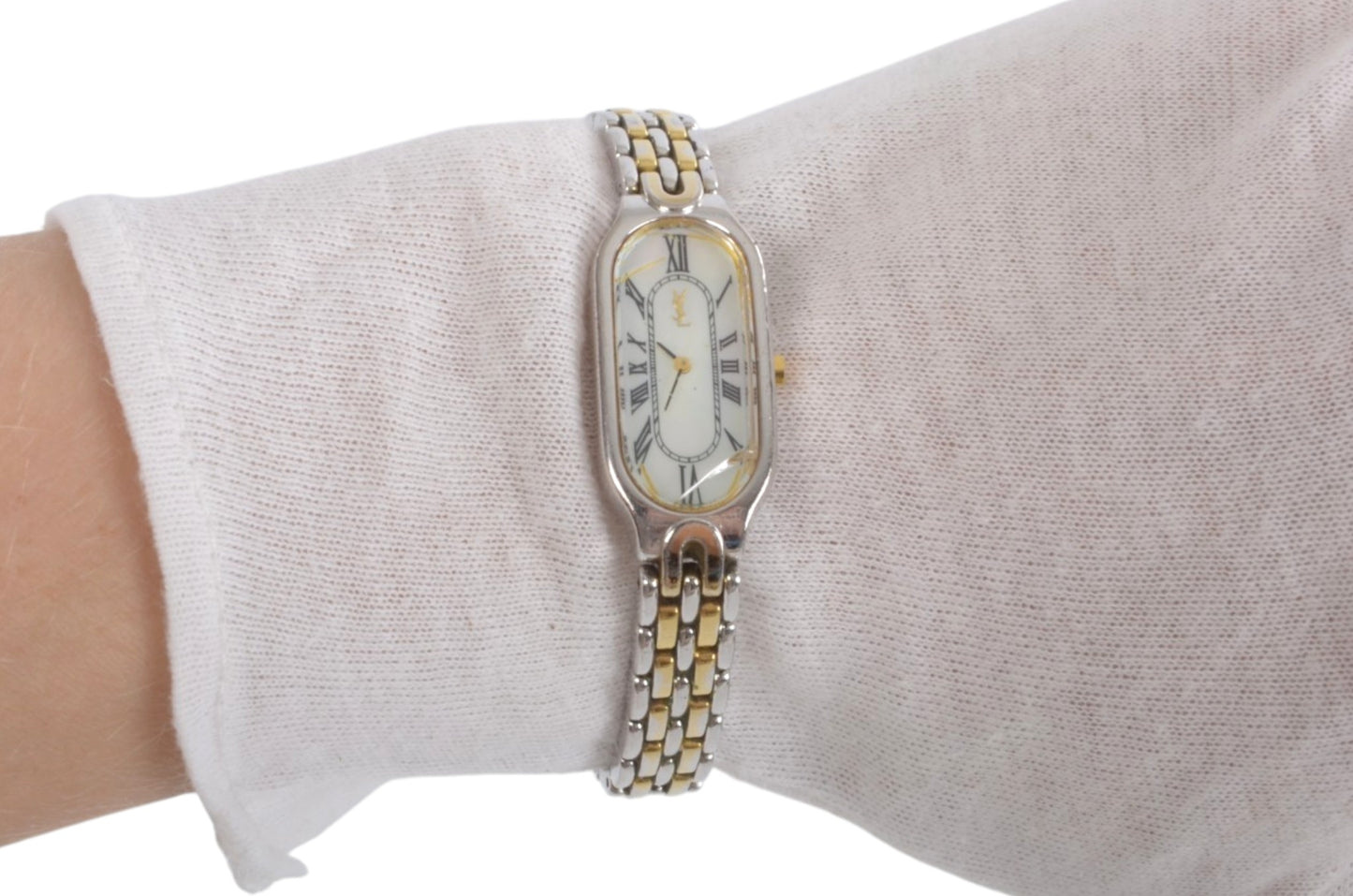 Yves Saint Laurent Quartz Stainless Steel YSL Ladies Wrist Watch Vintage Oval Roman Designer Classic