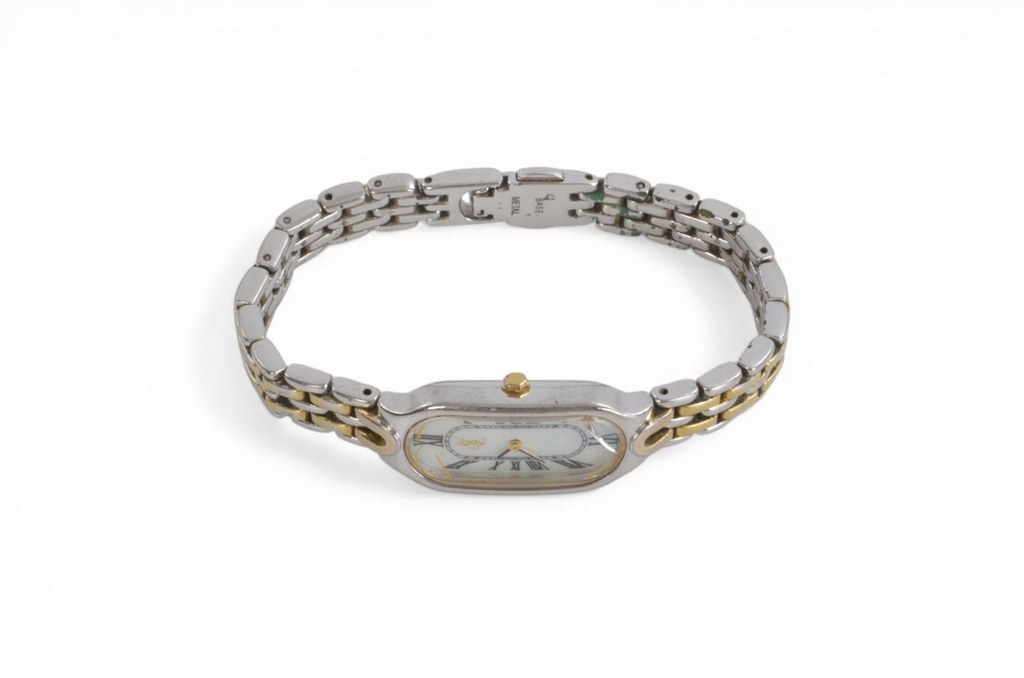 Yves Saint Laurent Quartz Stainless Steel YSL Ladies Wrist Watch Vintage Oval Roman Designer Classic