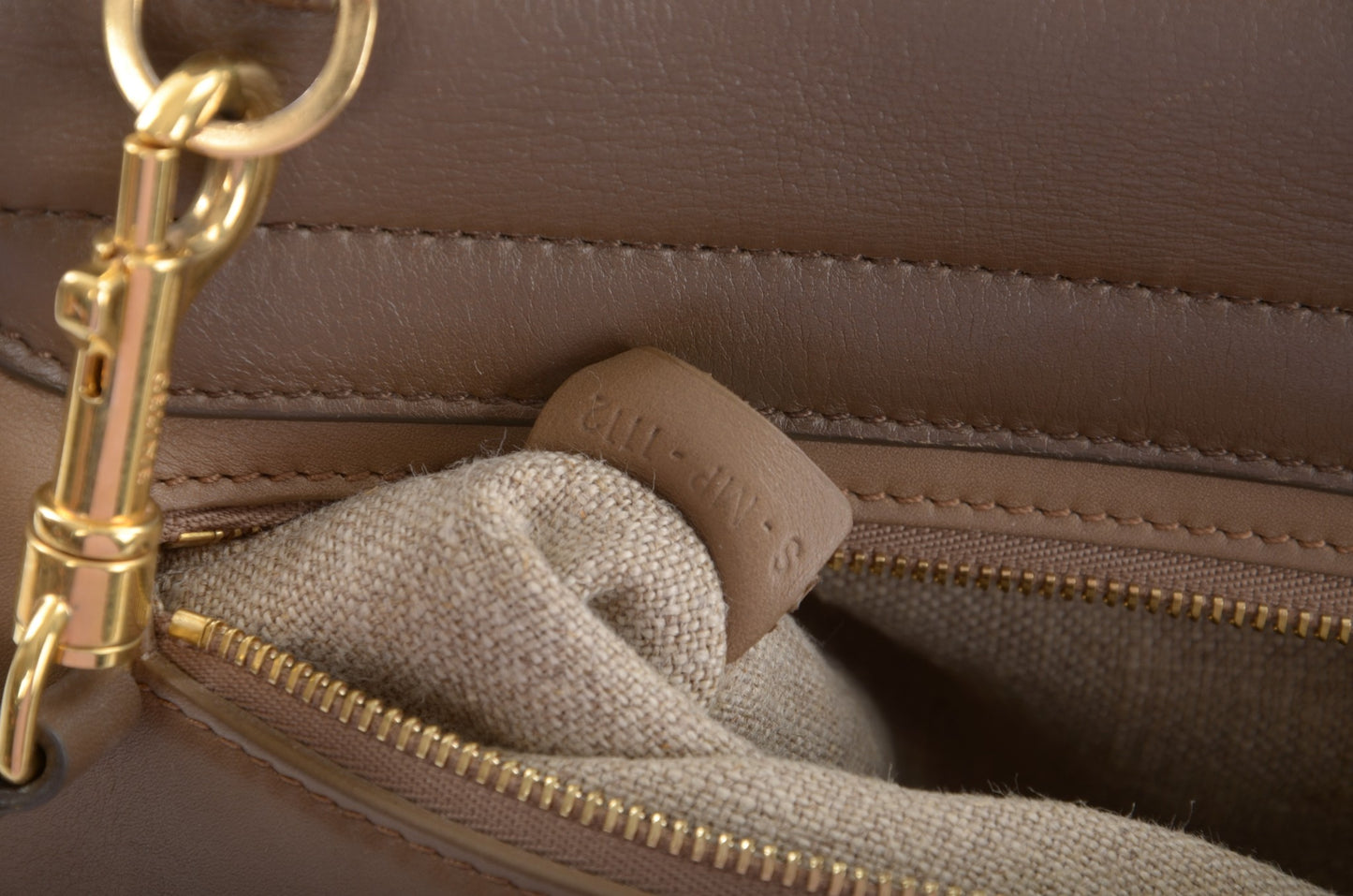 Celine Trapeze Medium Leather 2WAY Shoulder Bag Shoulder Tote Handbag Beige Brown Designer Classic