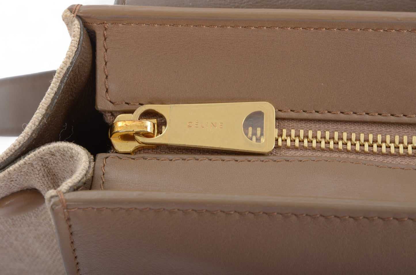 Celine Trapeze Medium Leather 2WAY Shoulder Bag Shoulder Tote Handbag Beige Brown Designer Classic