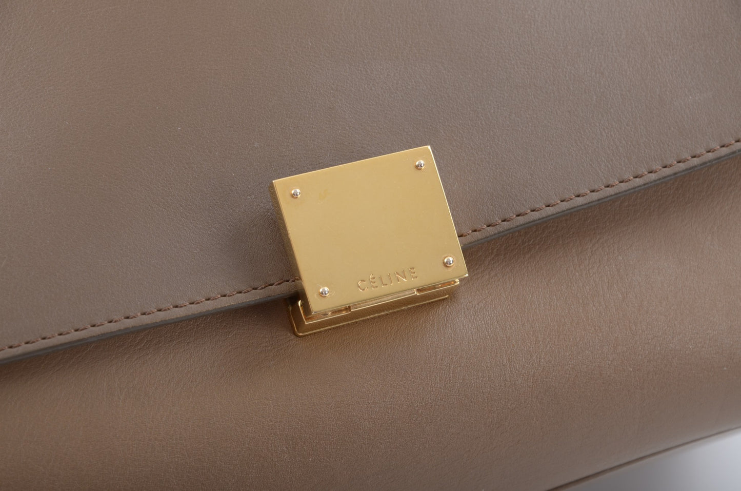 Celine Trapeze Medium Leather 2WAY Shoulder Bag Shoulder Tote Handbag Beige Brown Designer Classic