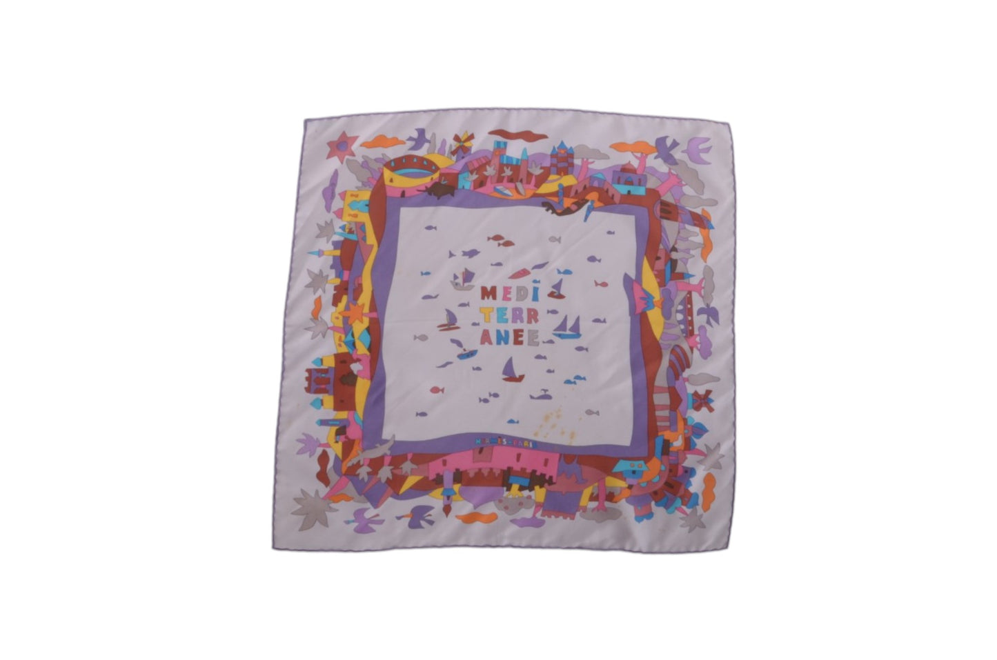 Hermès Scarf Carré 42 Mediterranean Garden 100% Silk Multicolor Designer Classic