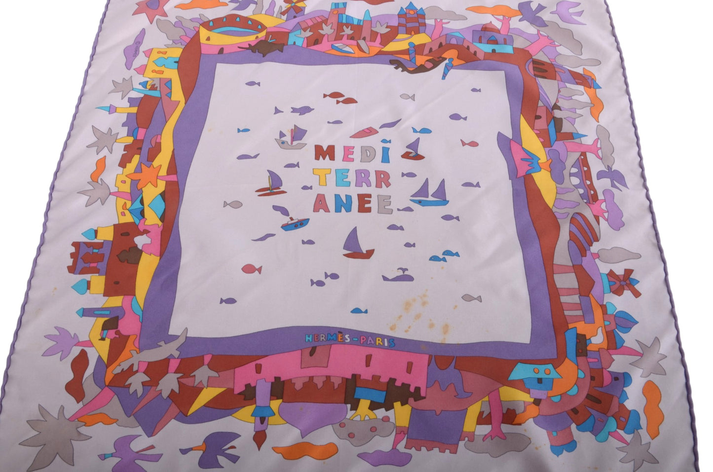 Hermès Scarf Carré 42 Mediterranean Garden 100% Silk Multicolor Designer Classic