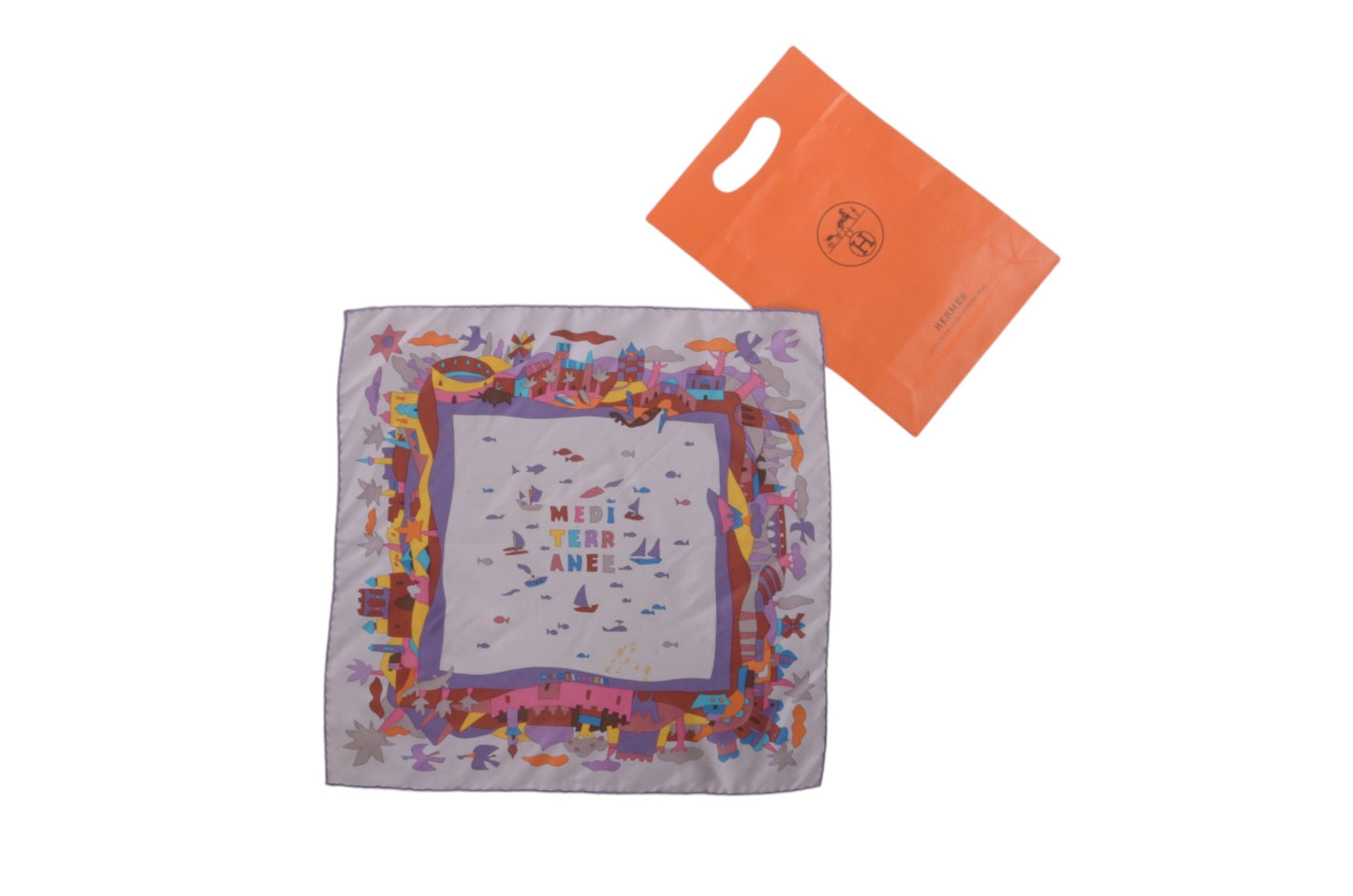 Hermès Scarf Carré 42 Mediterranean Garden 100% Silk Multicolor Designer Classic