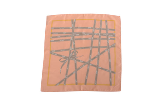 Hermès Carre Bolduc Small Scarf 100% Silk Multicolor Orange Designer Classic