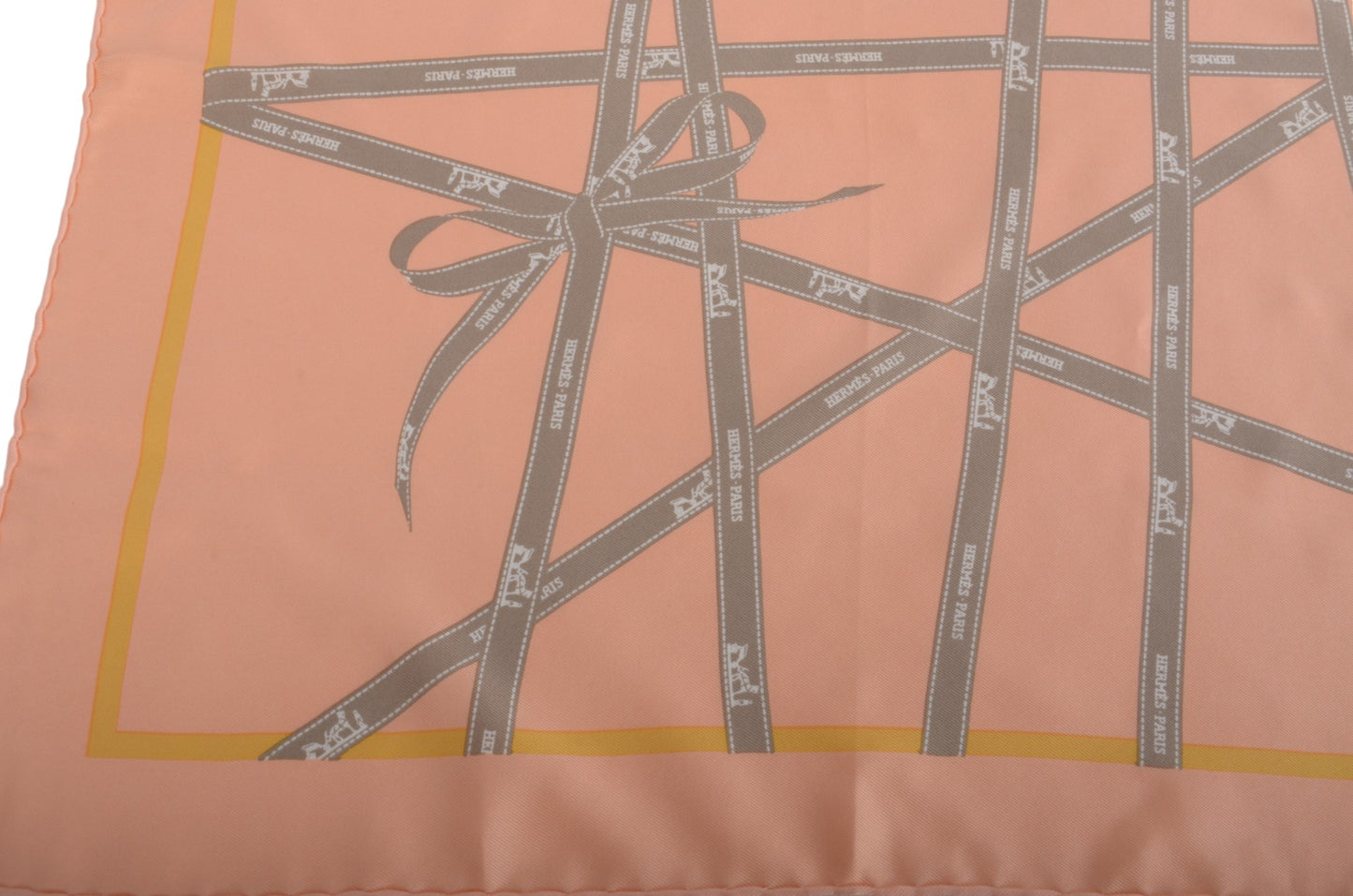 Hermès Carre Bolduc Small Scarf 100% Silk Multicolor Orange Designer Classic