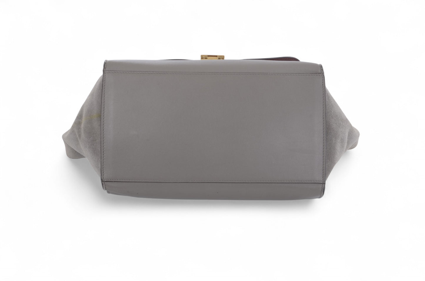 Celine Trapeze Crocodile-Embossed Medium Leather 2WAY Shoulder Bag Tote Handbag Greige Designer Classic