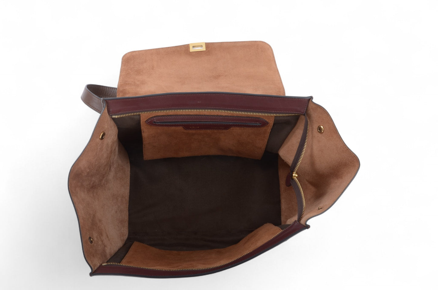 Celine Trapeze Medium Leather 2WAY Shoulder Bag Shoulder Tote Handbag Burgundy Designer Classic