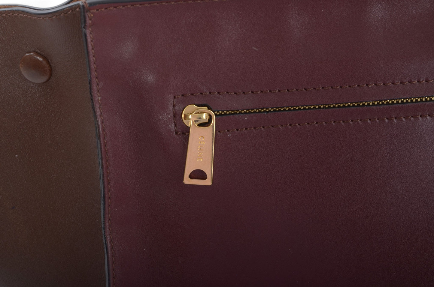 Celine Trapeze Medium Leather 2WAY Shoulder Bag Shoulder Tote Handbag Burgundy Designer Classic