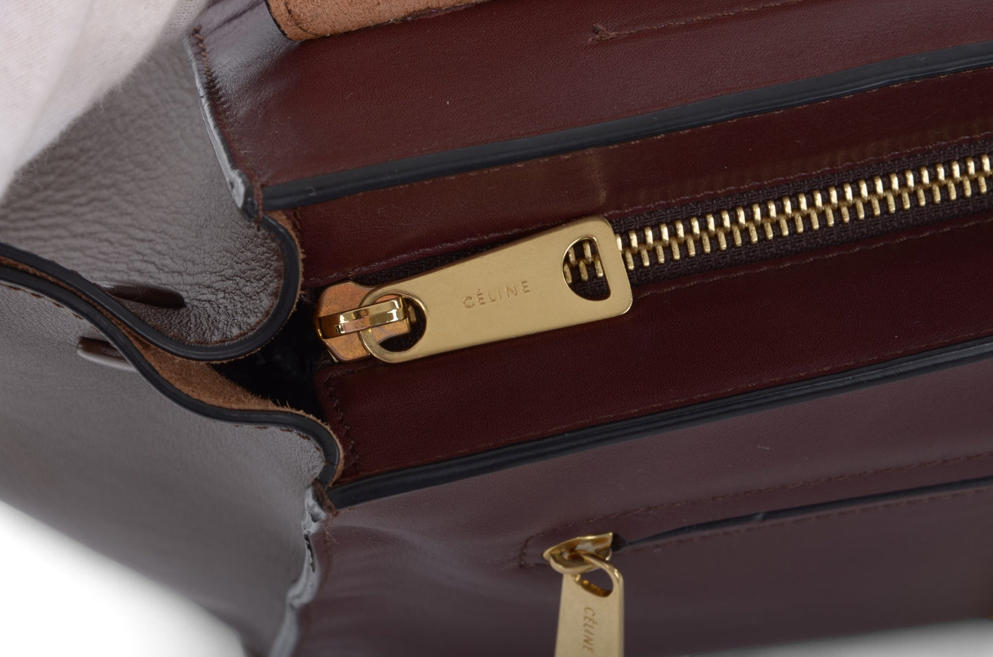 Celine Trapeze Medium Leather 2WAY Shoulder Bag Shoulder Tote Handbag Burgundy Designer Classic