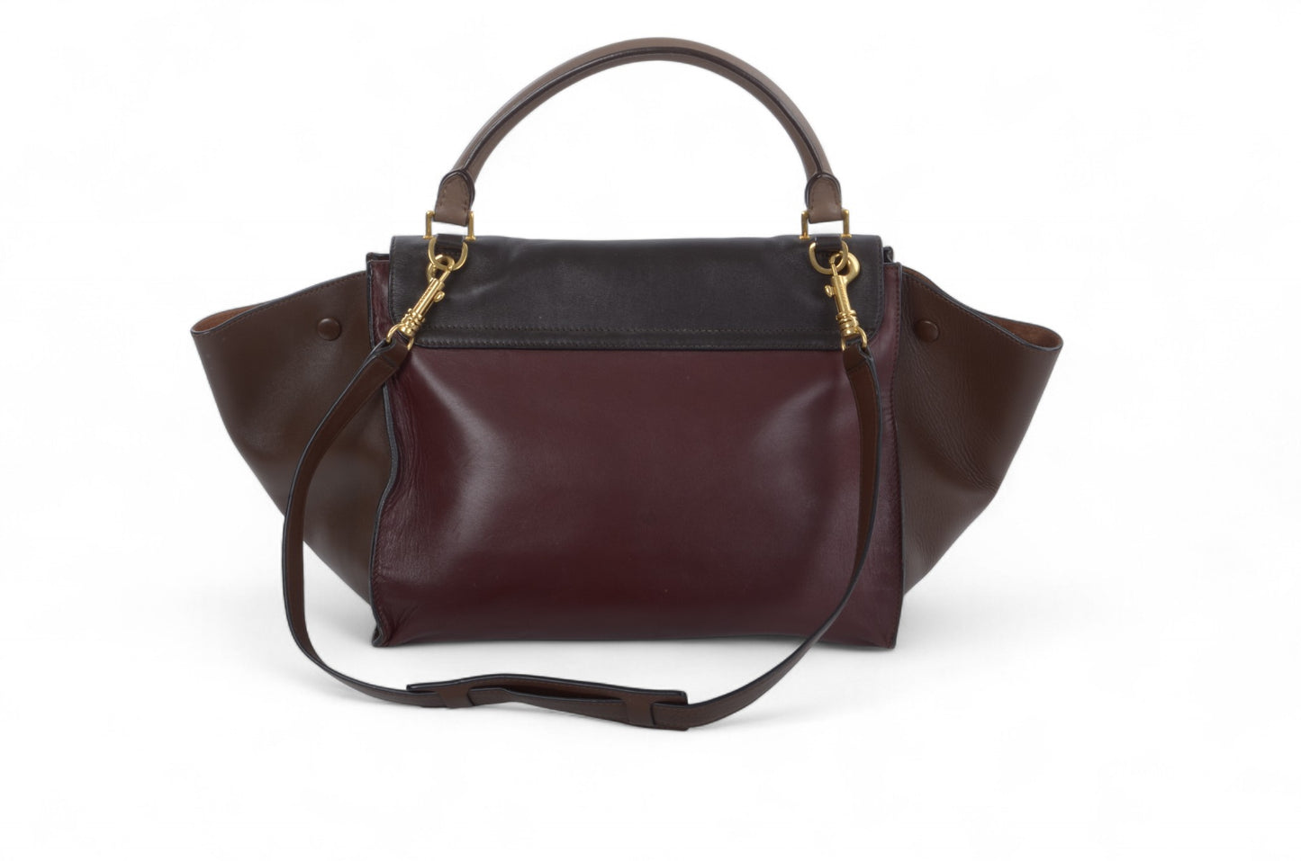 Celine Trapeze Medium Leather 2WAY Shoulder Bag Shoulder Tote Handbag Burgundy Designer Classic