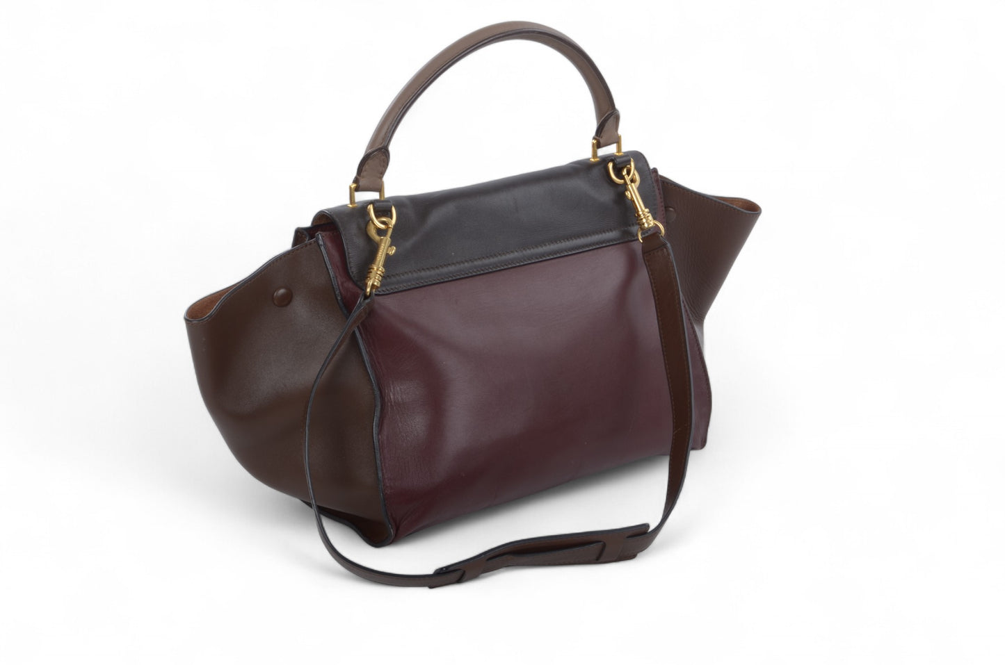 Celine Trapeze Medium Leather 2WAY Shoulder Bag Shoulder Tote Handbag Burgundy Designer Classic