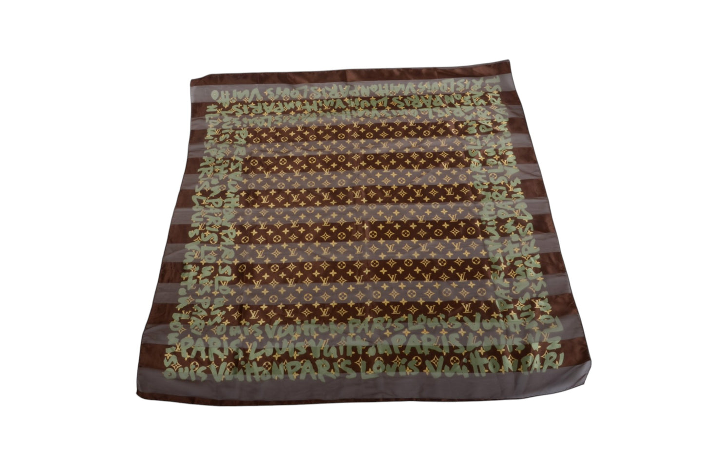 Louis Vuitton Scarf Graffiti Multicolor Square Brown Monogram Silk Designer Classic