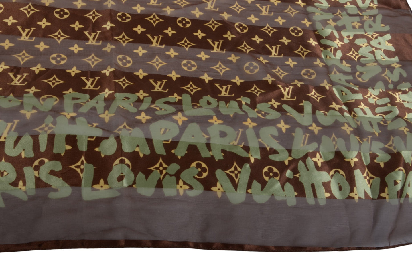Louis Vuitton Scarf Graffiti Multicolor Square Brown Monogram Silk Designer Classic