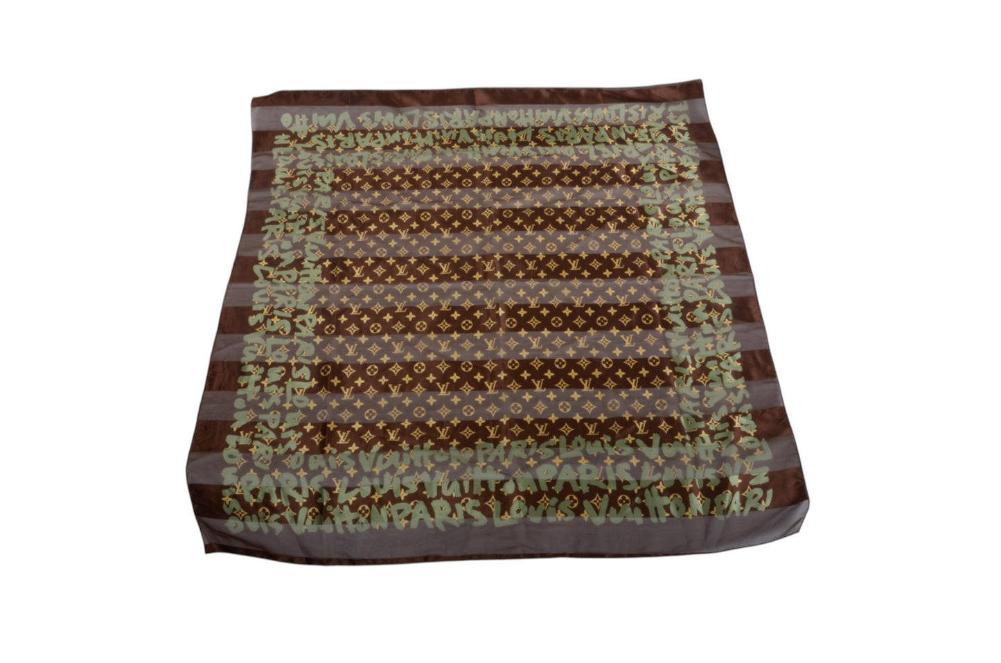 Louis Vuitton Scarf Graffiti Multicolor Square Brown Monogram Silk Designer Classic