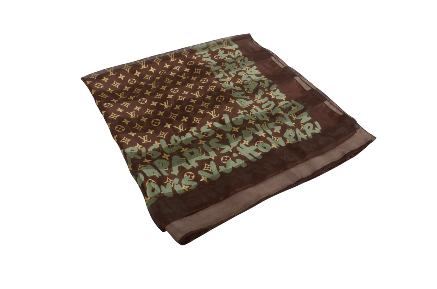 Louis Vuitton Scarf Graffiti Multicolor Square Brown Monogram Silk Designer Classic