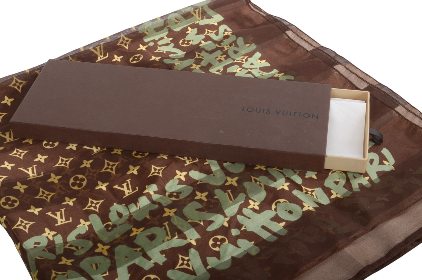 Louis Vuitton Scarf Graffiti Multicolor Square Brown Monogram Silk Designer Classic