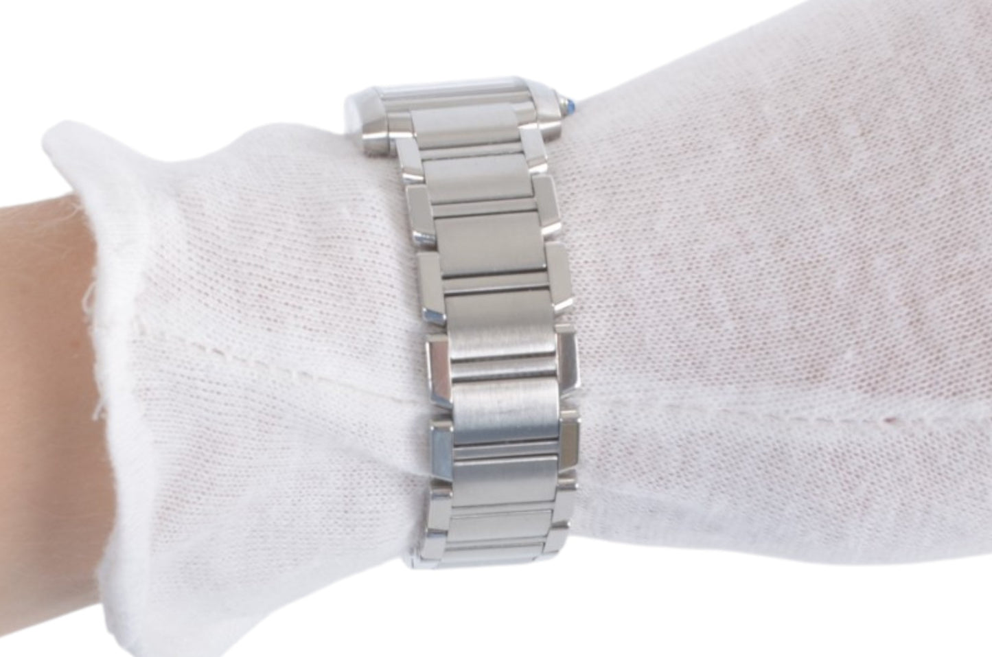 Cartier Tank Française SM Quartz Ivory Dial Ladies Watch Wristwatch Working Condition Silver Steel Designer Classic