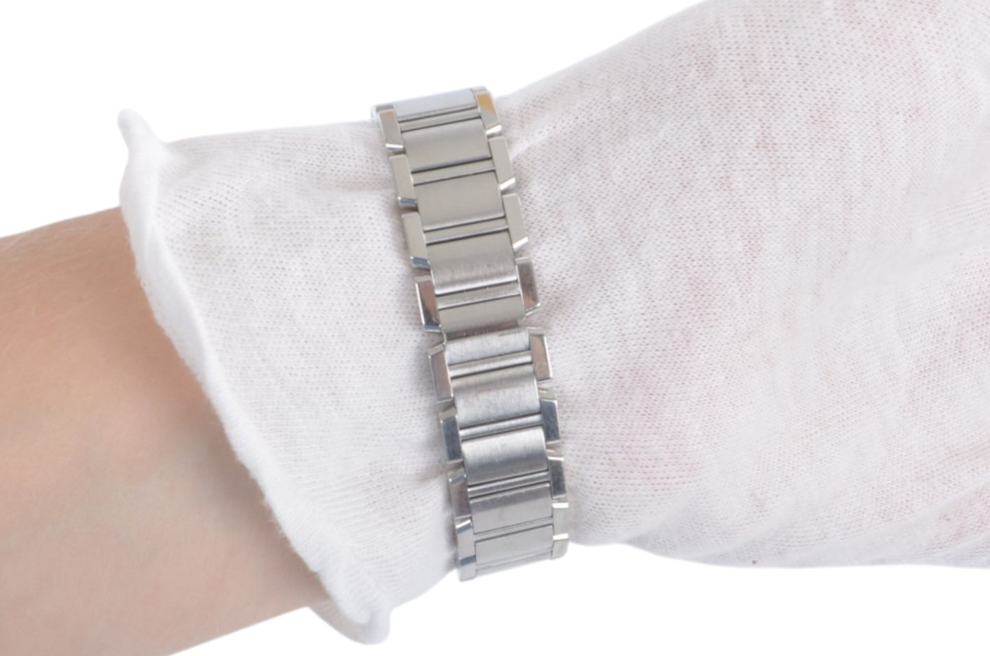 Cartier Tank Française SM Quartz Ivory Dial Ladies Watch Wristwatch Working Condition Silver Steel Designer Classic
