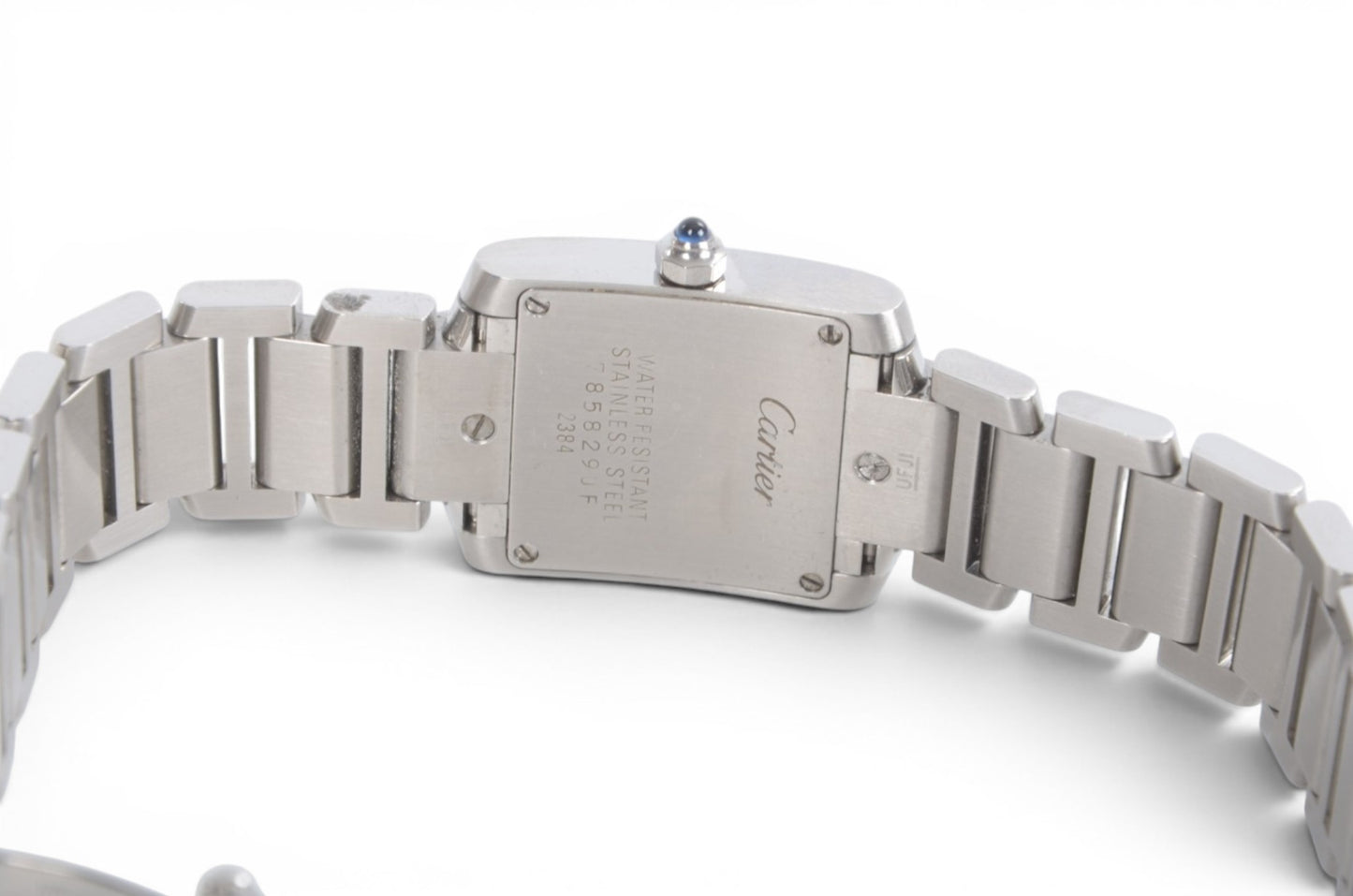 Cartier Tank Française SM Quartz Ivory Dial Ladies Watch Wristwatch Working Condition Silver Steel Designer Classic
