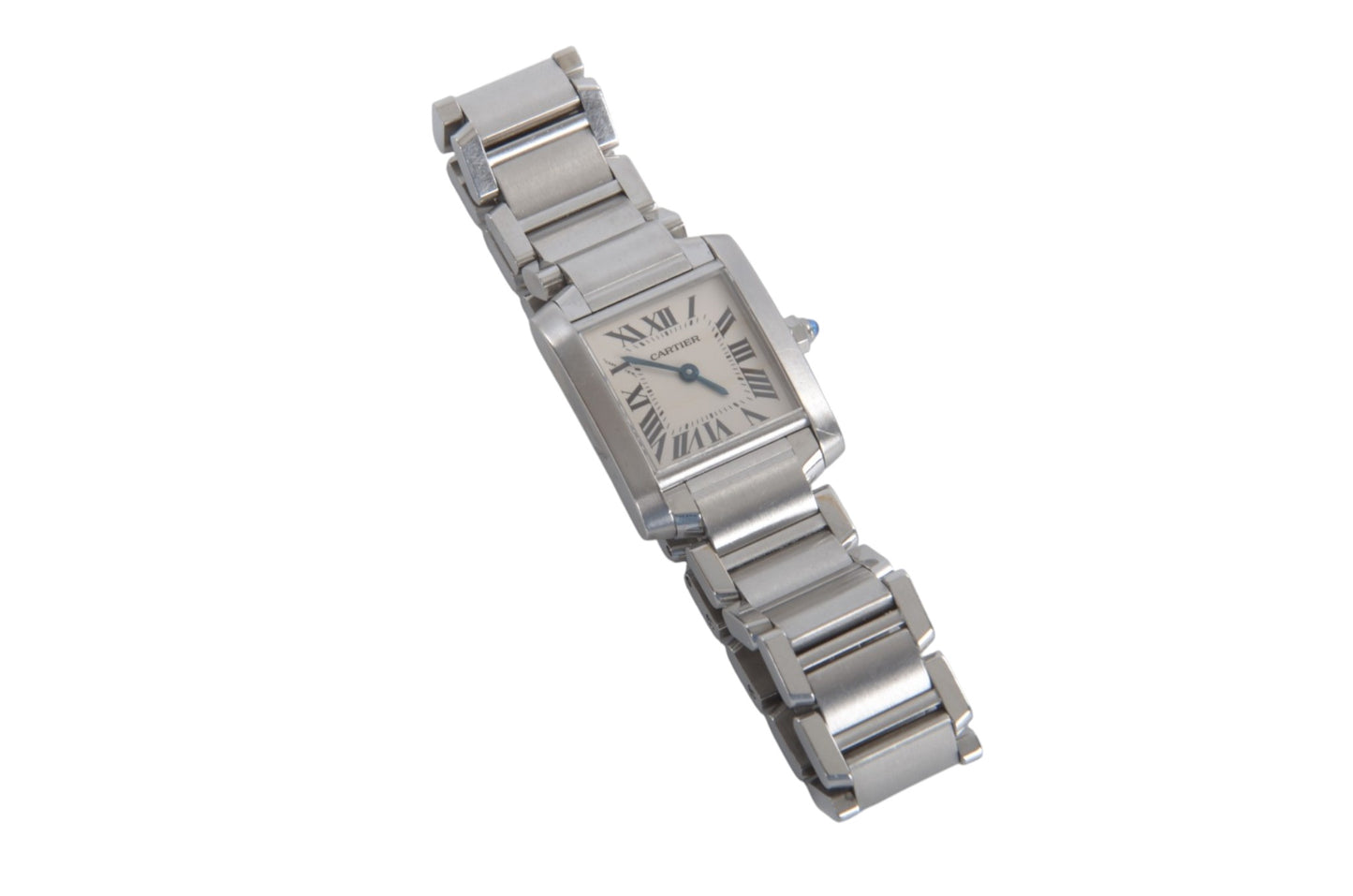 Cartier Tank Française SM Quartz Ivory Dial Ladies Watch Wristwatch Working Condition Silver Steel Designer Classic