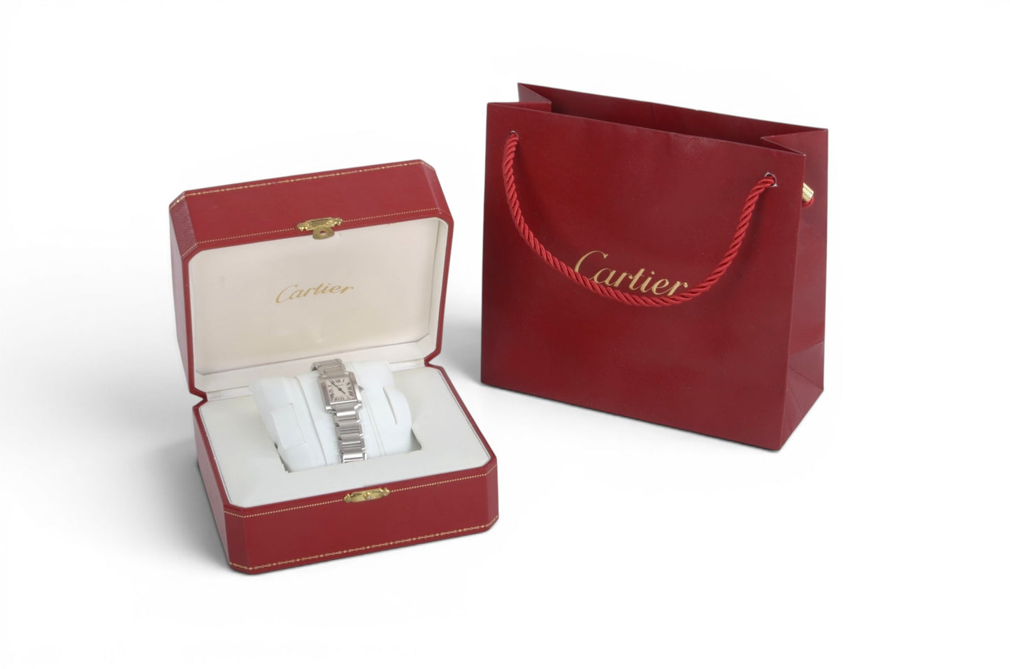 Cartier Tank Française SM Quartz Ivory Dial Ladies Watch Wristwatch Working Condition Silver Steel Designer Classic