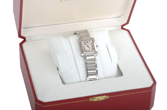 Cartier Tank Française SM Quartz Ivory Dial Ladies Watch Wristwatch Working Condition Silver Steel Designer Classic