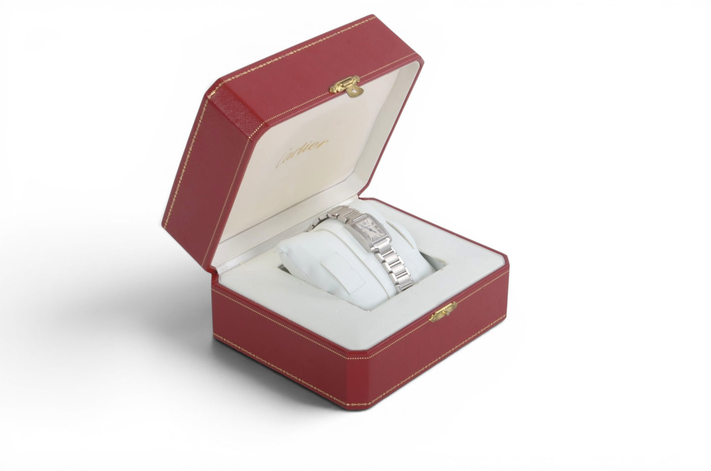 Cartier Tank Française SM Quartz Ivory Dial Ladies Watch Wristwatch Working Condition Silver Steel Designer Classic