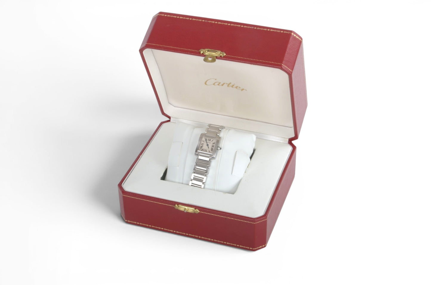 Cartier Tank Française SM Quartz Ivory Dial Ladies Watch Wristwatch Working Condition Silver Steel Designer Classic