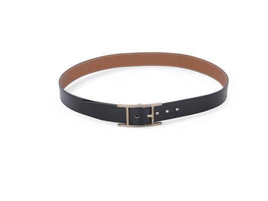 Hermès Quentin Reversible Belt Black Brown Buckle Belt Togo calfskin