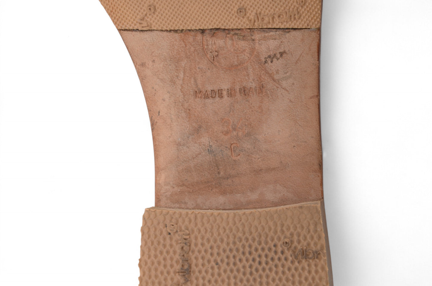 Chanel Ballet Flats Shoes Ballerina Flat Pumps Ribbon Leather Vintage Size 34C Beige bronze