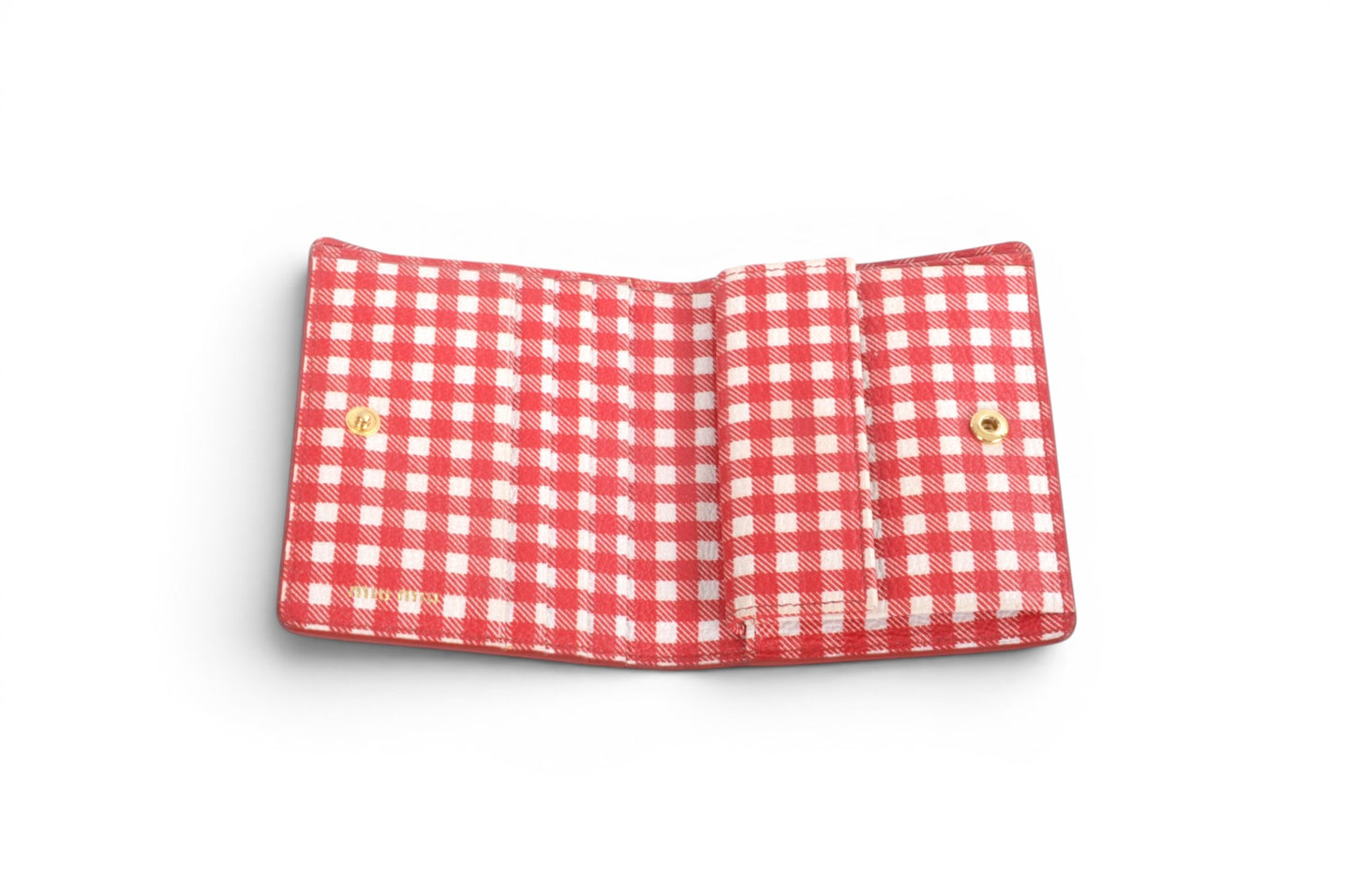 Miu Miu Bi-fold Leather Wallet Card Case Holder Checked Red Cardholder MiuMiu Designer Classic
