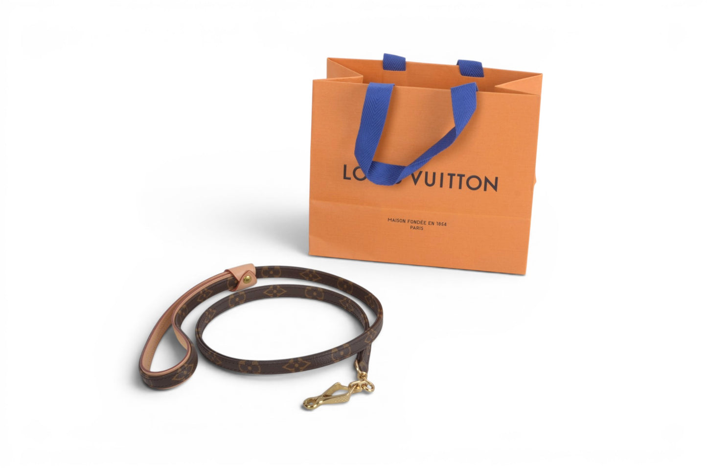 Louis Vuitton Baxter Pet Cat Dog Leash Lead MM Monogram Canvas Leather