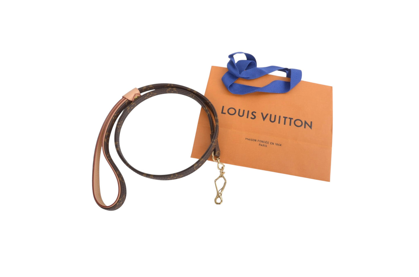 Louis Vuitton Baxter Pet Cat Dog Leash Lead MM Monogram Canvas Leather