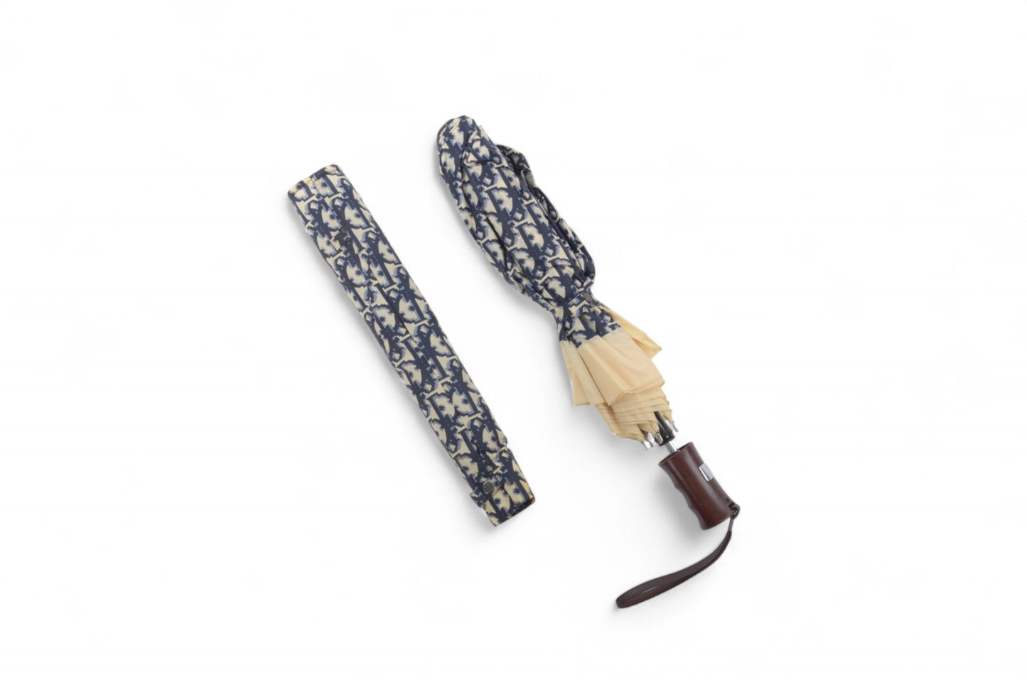 Christian Dior Trotter Folding Umbrella Rare Paraplui Vintage Oblique Monogram Pattern Blue Accessory Paraply