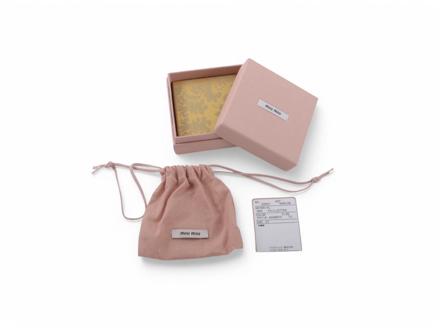 Miu Miu Heart Sequins Key Chain Holder Keyring Accessory Photo Frame MiuMiu Bag Charm