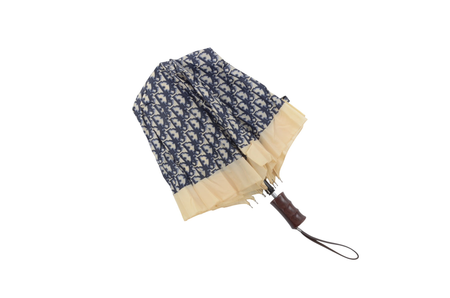 Christian Dior Trotter Folding Umbrella Rare Paraplui Vintage Oblique Monogram Pattern Blue Accessory Paraply