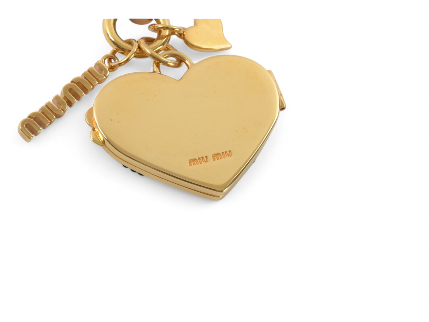 Miu Miu Heart Sequins Key Chain Holder Keyring Accessory Photo Frame MiuMiu Bag Charm