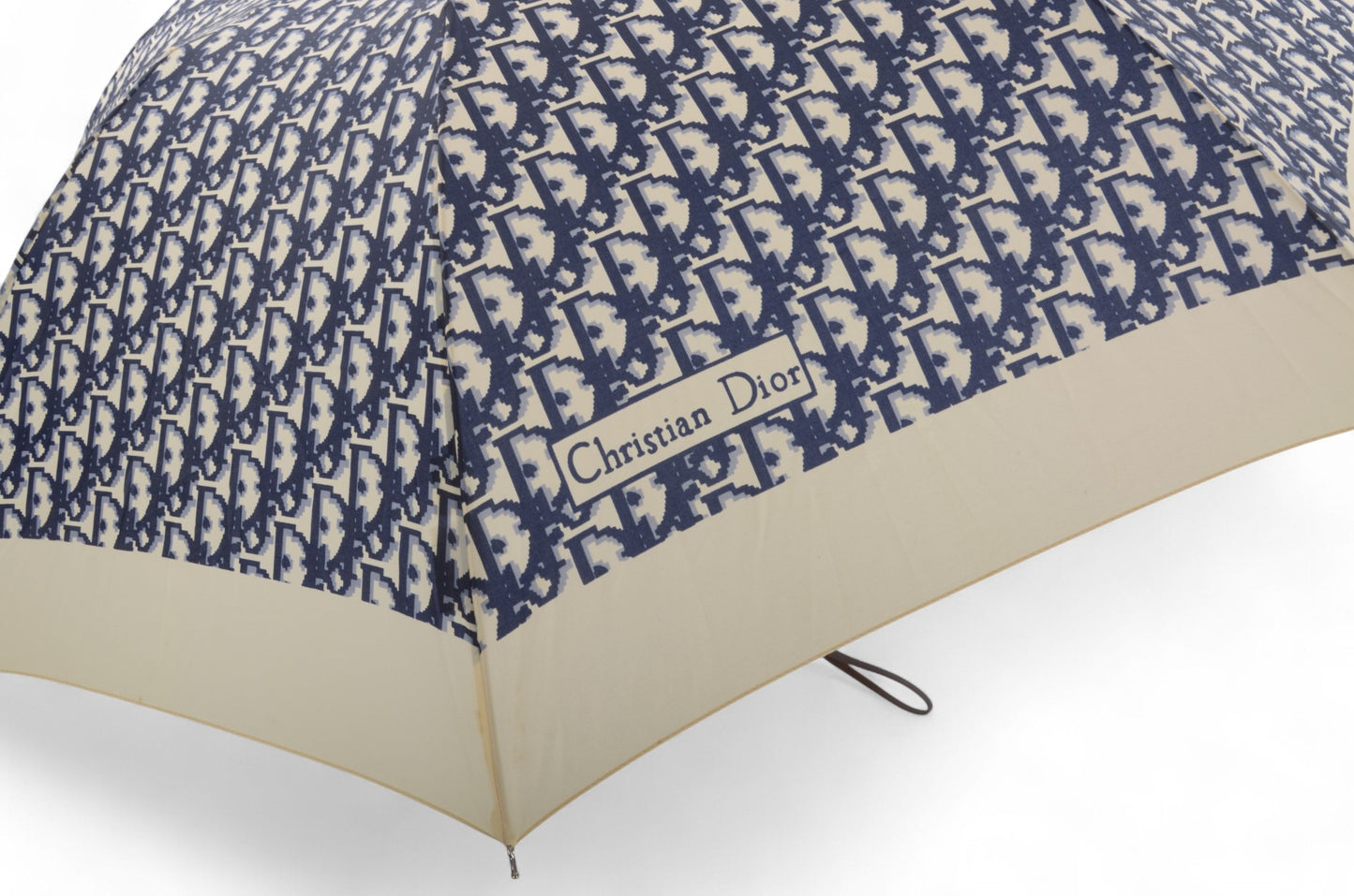 Christian Dior Trotter Folding Umbrella Rare Paraplui Vintage Oblique Monogram Pattern Blue Accessory Paraply