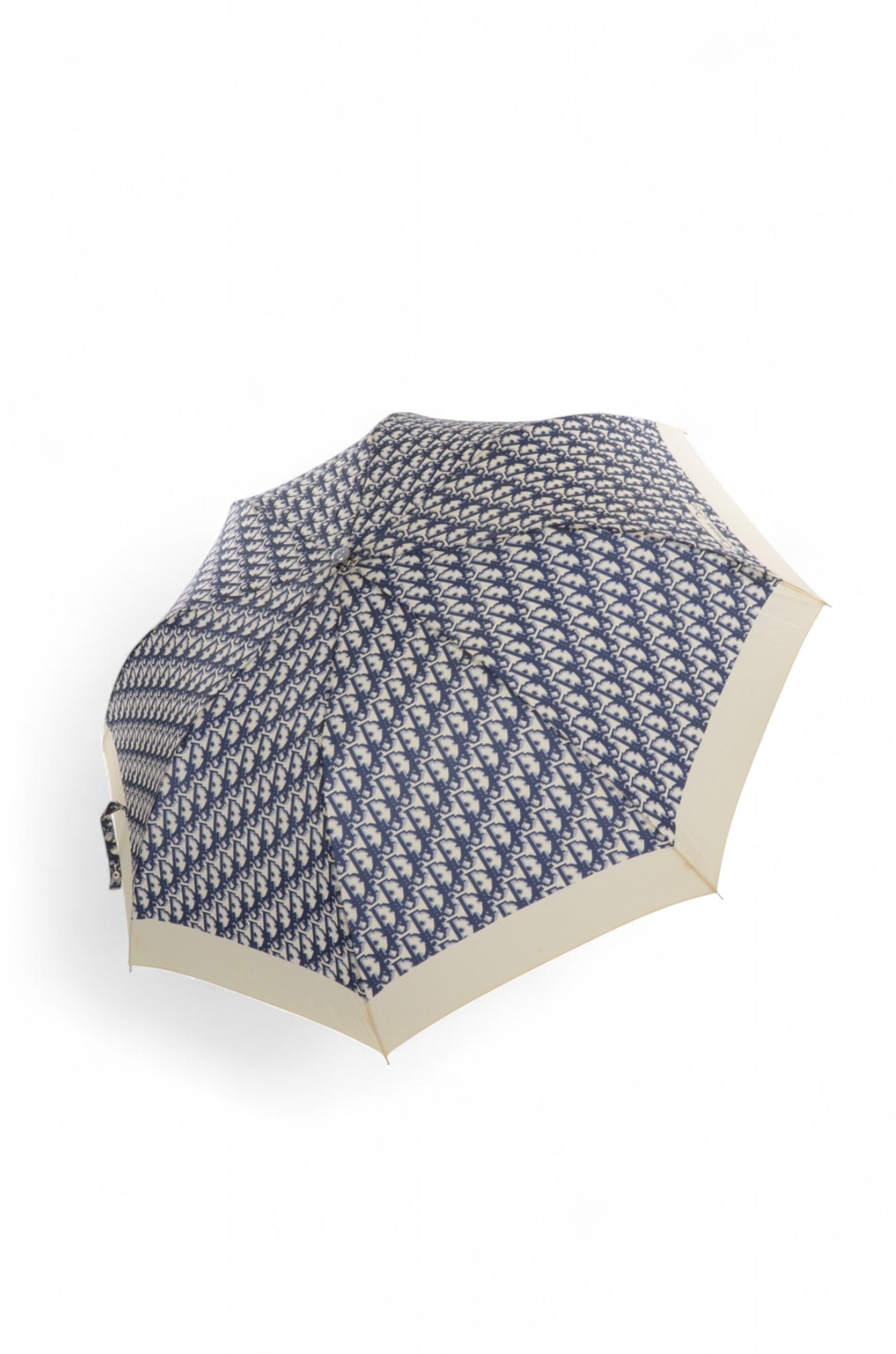 Christian Dior Trotter Folding Umbrella Rare Paraplui Vintage Oblique Monogram Pattern Blue Accessory Paraply