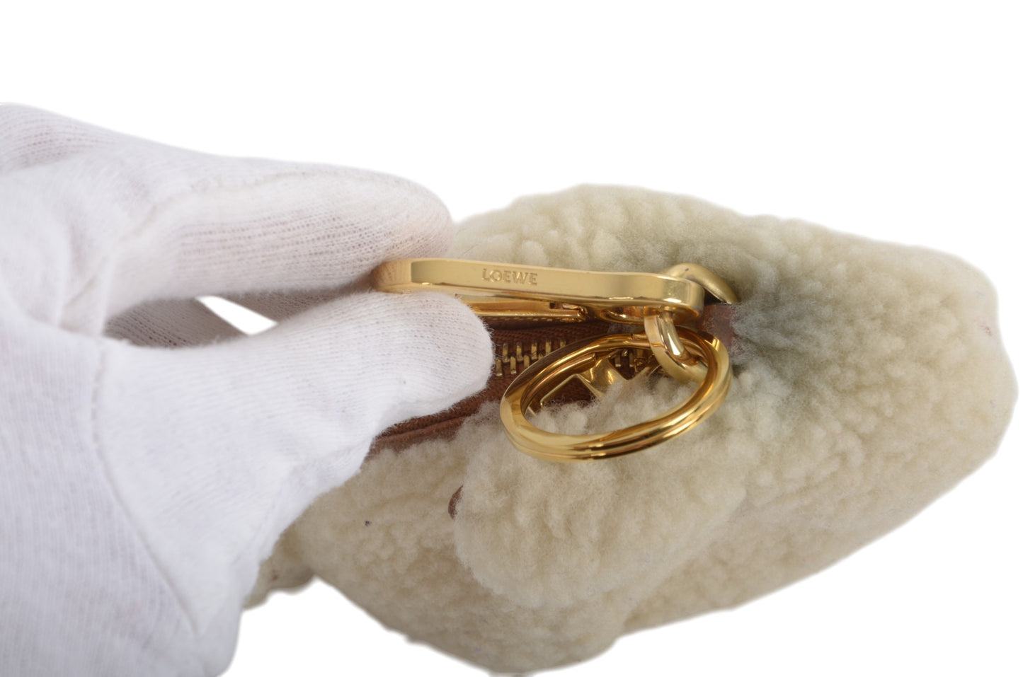Loewe Boa Leather Bunny Rabbit Keychain Bag Charm Mini Pouch Ivory Key Chain Holder Keyring Accessory Designer Classic