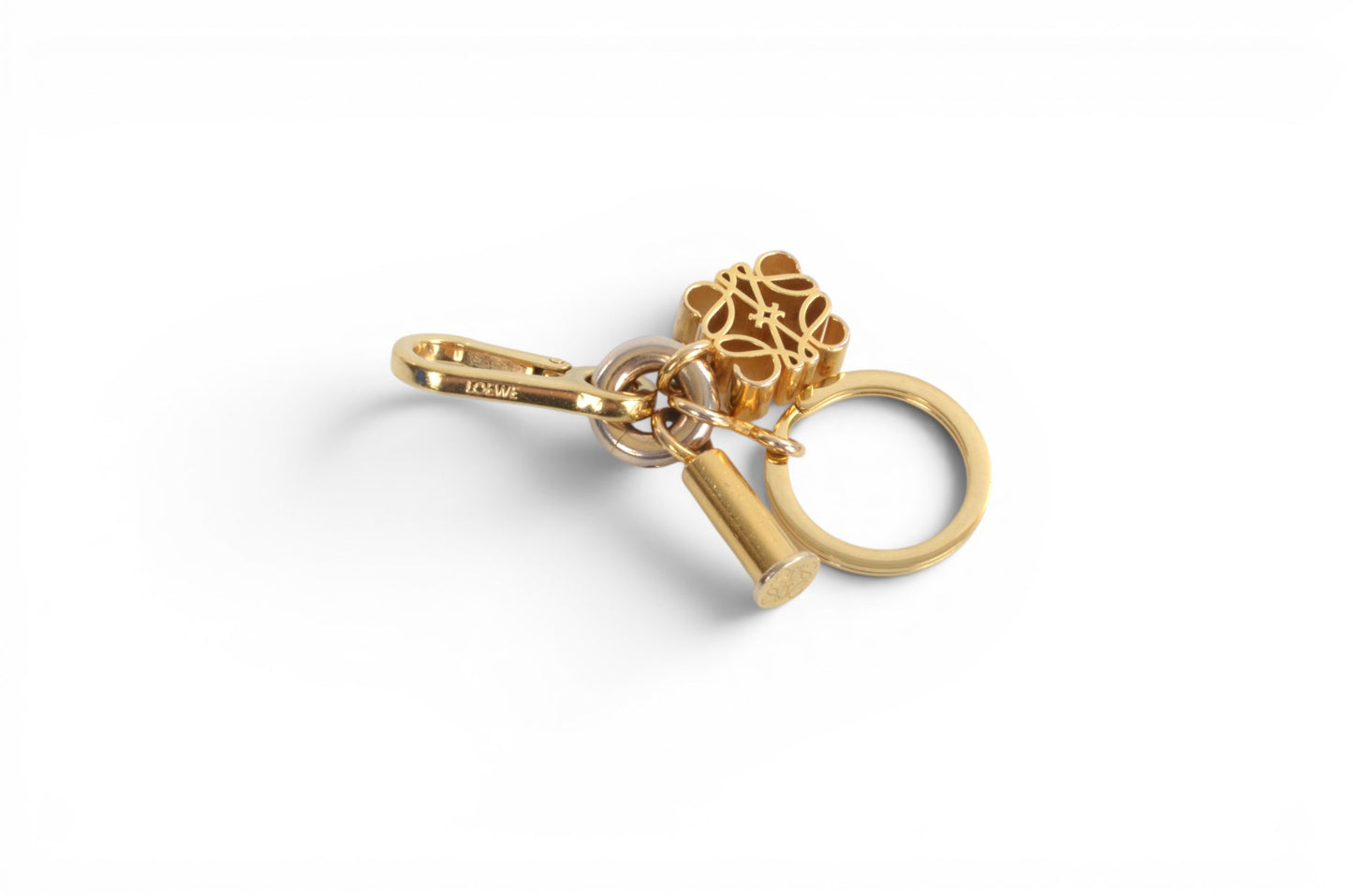 Loewe Anagram Gold tone Key Chain Holder Keyring Bag Charm Accessory Designer Classic