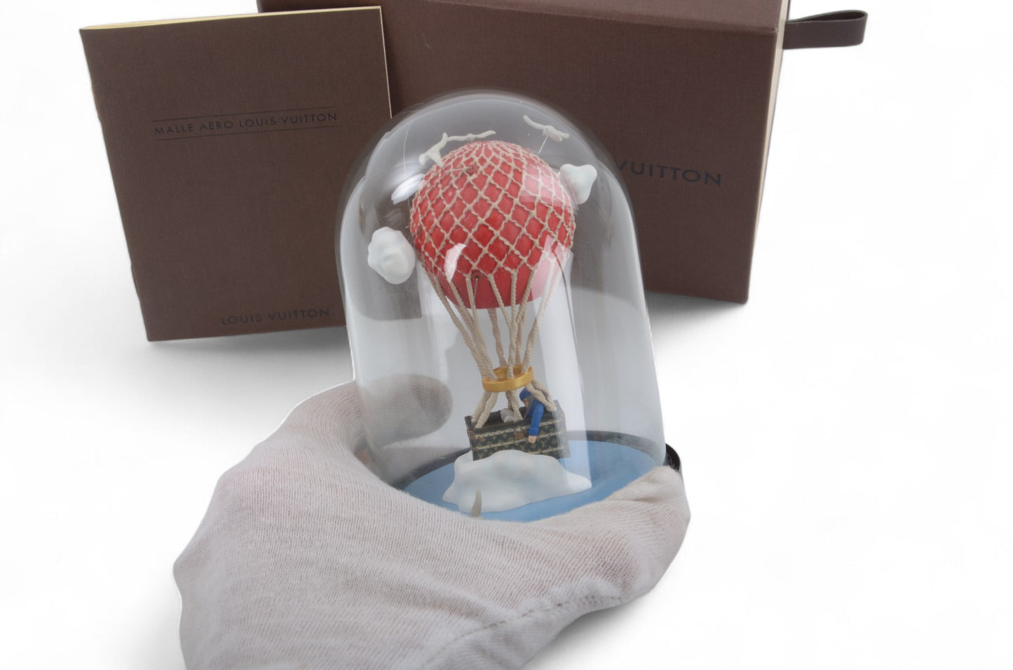 Louis Vuitton Rare Snow Globe Dome Novelty Object Figurine Interior Paper Weight Air Balloon Limited Edition