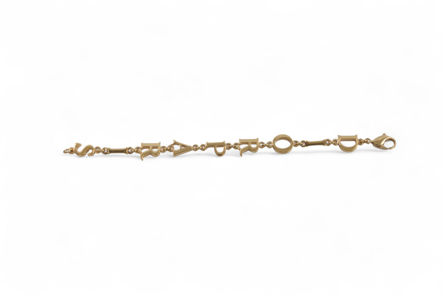 Christian Dior Letter Bracelet Link Vintage Gold Plated Metal Charm Paris Logo Designer Classic