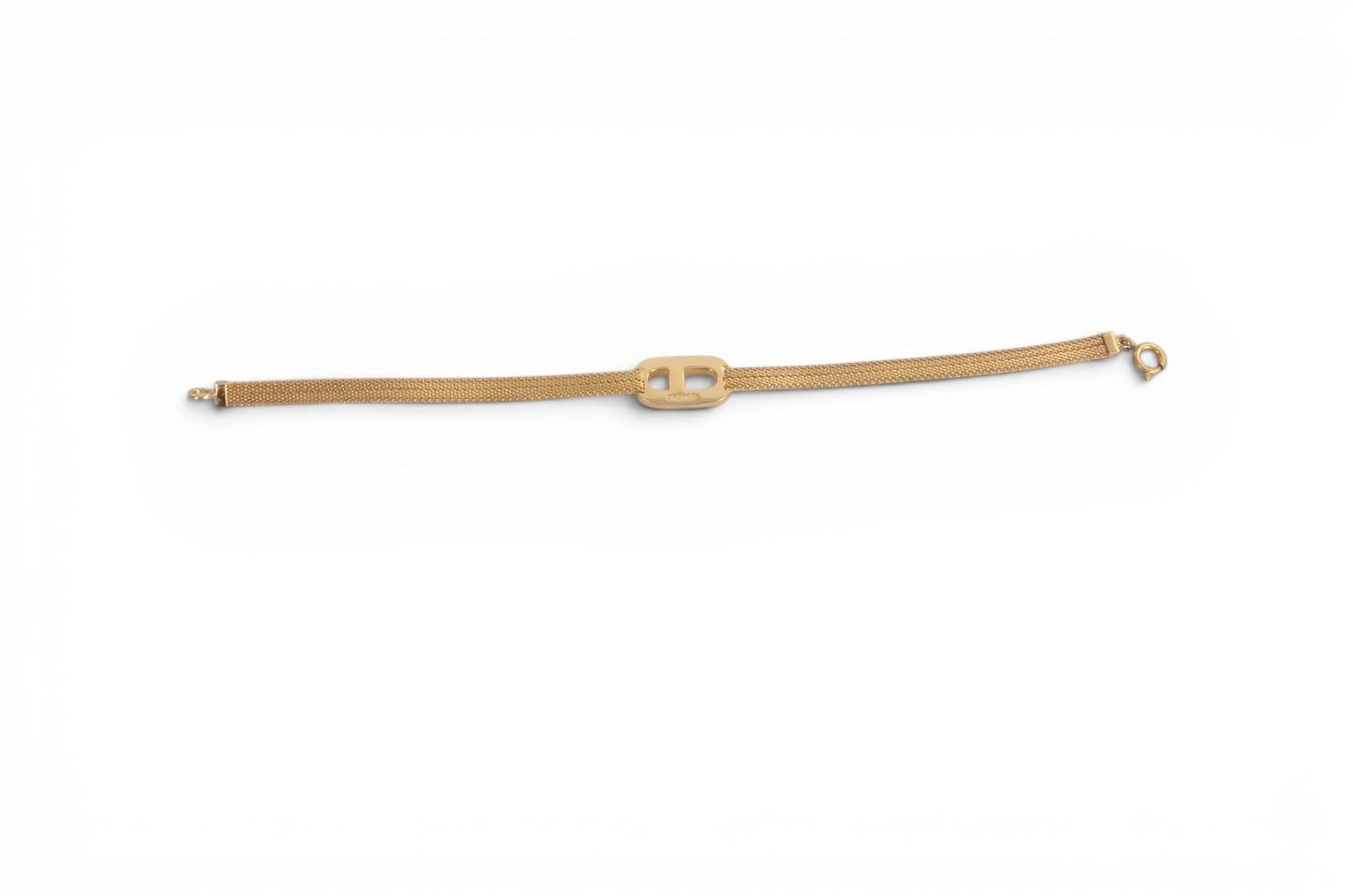 Christian Dior CD Logo Bracelet Vintage Gold tone Metal Designer Classic Authentic